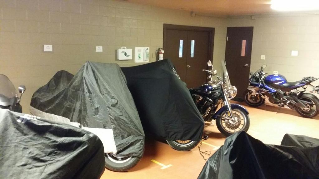 Indoor Harley Davidson motorcycle storage